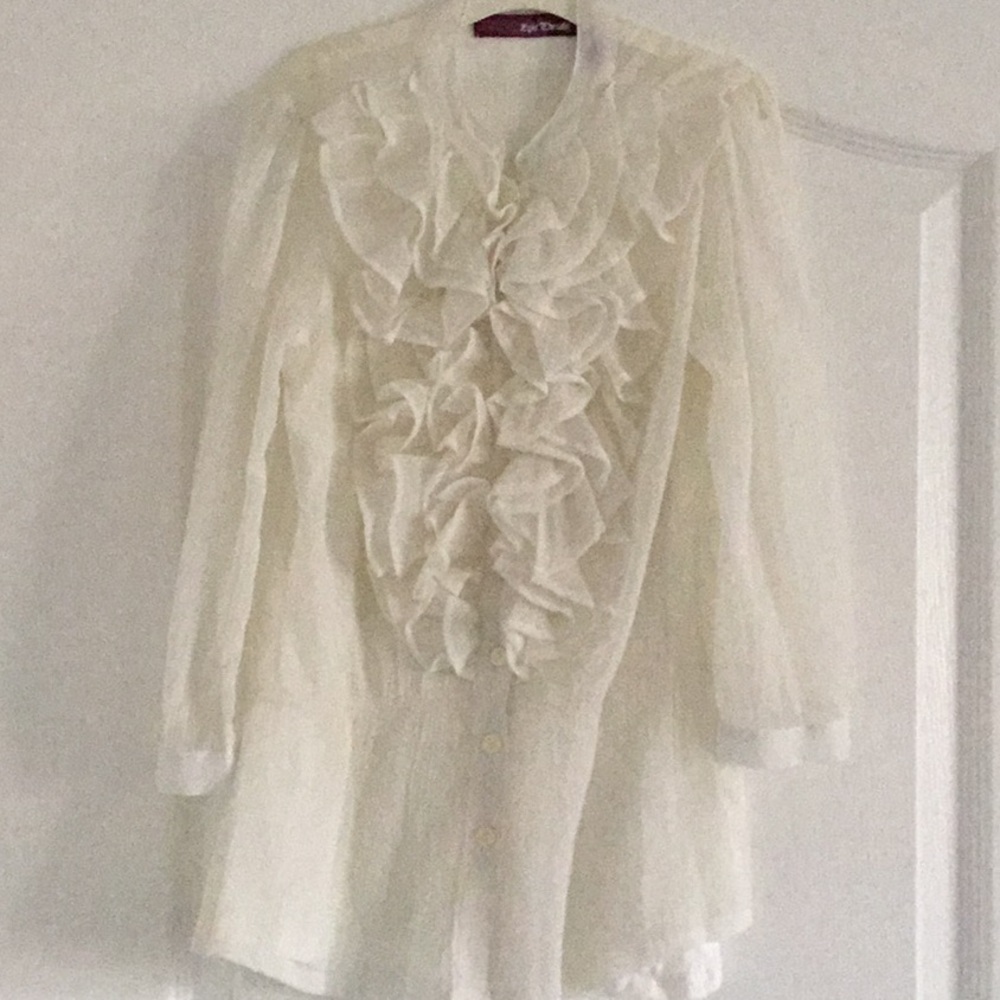 Elegant Cream Ruffled Blouse with camisole - Girl size L